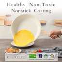 ESLITE LIFE Nonstick Ceramic Frying Pan Skillet, Non-Toxic Egg Omelette Kitchen Cooking Pans Compatible with All Stovetops (Gas, Electric & Induction), PTFE & PFOA Free (White, 8'')