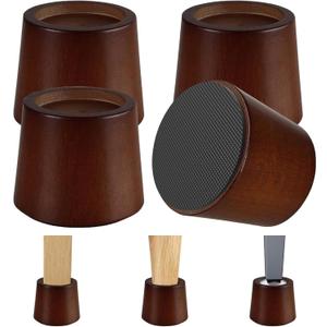 Wooden Furniture Bed Risers - 3 Inch Circle Heavy Duty Furniture Height Extenders Lifts for Sofa Couch Desk Chair Table Base Raising Space, Convenient Store and Cleaning, Pack of 4