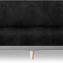 molasofa Leather Like Stretch Futon Slipcover Armless Futon Bed Sofa Cover Furniture Protector with Elastic Bottom, Soft and Washable Futon Cover for Sofa Bed Stay in PlaceLargerBlack