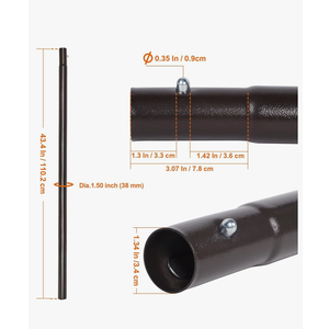 Blissun Umbrella Replacement Lower Pole, Aluminium Patio Umbrella Extension Bottom Pole Replacement with Bullet Buckle, Bronze - Exact Fit Umbrellas Only
