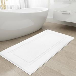 SHACOS Super Soft Bathroom Runner Rugs 20x47 inch Non Slip Washable Bath Rugs for Bathroom Tub Shower Bath Mats Floor Mats Decor Accessories, White 1'8" x 3'11"