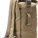 Military Duffel Bag Top Load Double Strap Canvas Backpack Army Travel (upgrade khaki small)