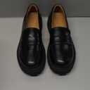 Loafers for Women Leather Chunky Platform Penny Shoes Classic Round Toe Comfortable Business Work Shoes (10, Black)