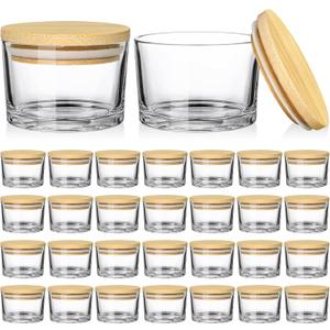 SUPMIND 30 Pack 4oz Clear Candle Jars, Small Wide Mouth Glass Empty Jars with Bamboo Lids for Making Candle, Bulk Container