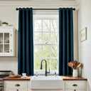 jinchan Room Darkening Linen Textured Curtain 45 Inch Length for Living Room Room Darkening Thermal Insulated Grommet Top Window Drape for Bedroom 52" W x 45" L Blue 1 Panel