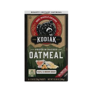 2 x Kodiak Instant Oatmeal Packets, Maple Brown Sugar, High Protein, 100% Whole Grains, 1 box (6 Packets) BBD 04/15/2027