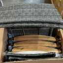 7 Piece Patio Dining Set, Outdoor Rattan Acacia Wood Table and Cushioned Chairs, Conversation Furniture Set for Deck Backyard Lawn Garden