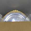 Morejoy 100 Pieces Gold Plastic Plates - Clear Gold Disposable Plates - 10.25inch Clear Plastic Dinner Plates With Gold Rim for Weddings & Parties & Shower