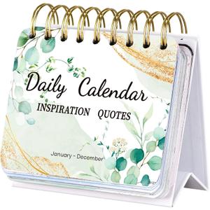 Motivational Calendar - Daily Flip Calendar with Inspirational Quotes, 4.8"x5.5" Undated Standing Flip Calendar for Desk Accessories, Perpetual Calendar, Inspirational Gifts for Women, Positive Daily (White)