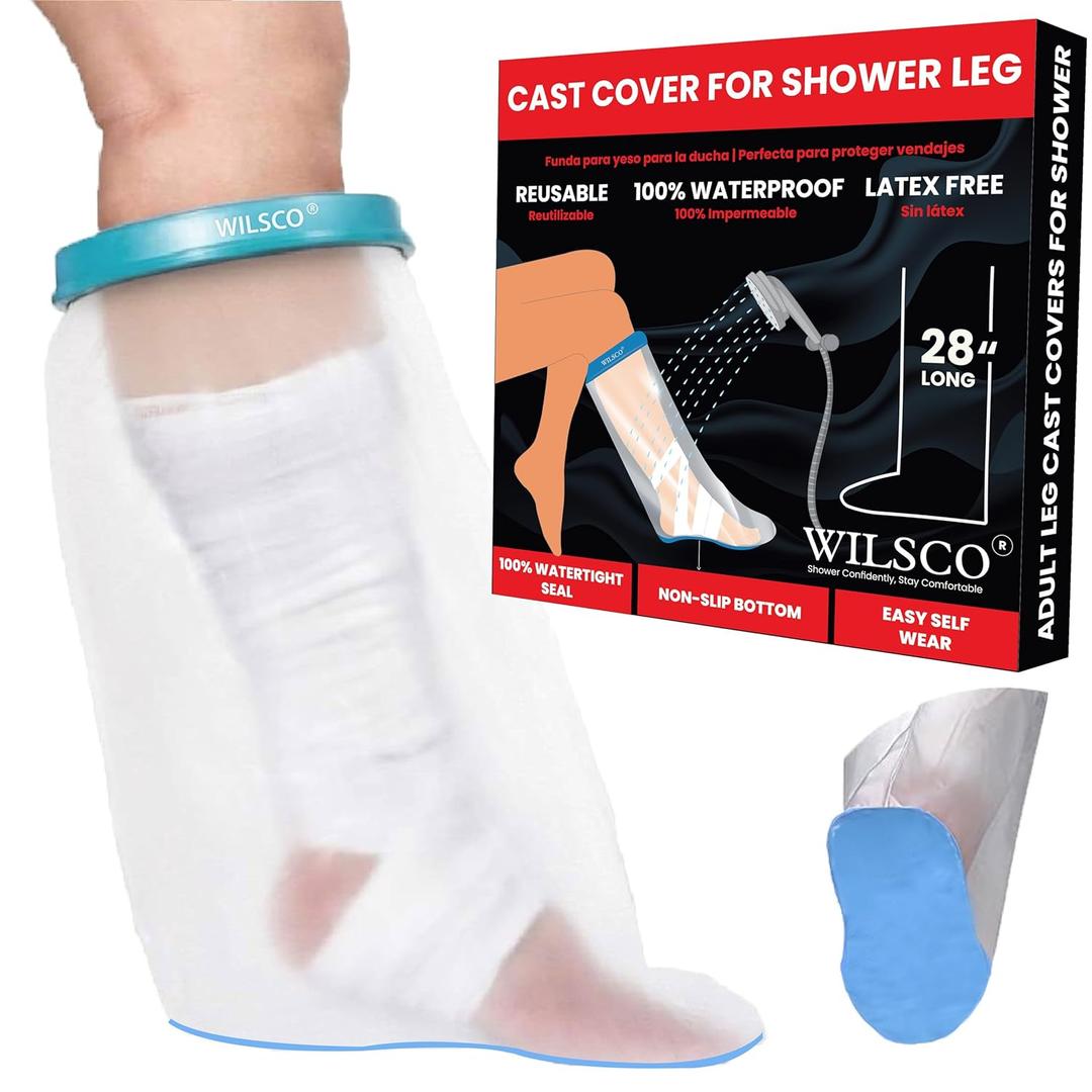 Cast Covers for Shower Leg, Waterproof Cast Cover for Showering/Swimming, Cast Protector for Shower Leg Adult, Water Proof Shower Boots for Foot after Surgery, Knee, Ankle, Boot 