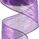 MEEDEE Purple Metallic Wired Ribbon 2.5 Inch Metallic Trim Crinkle Wired Ribbons Purple Ribbon for Gift Wrapping, Christmas Tree, Wreath Supplies, Large Bow Making (10 Yards) (Puprle)