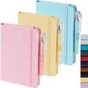 Small Notebook Journal with Pen, Mini Pocket Notepad for Women, Small Pocket Size Note pads for Note Taking, Pink, Yellow, Sky Blue Note Book