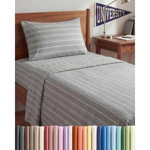 Twin XL Size 3 Piece Sheet Set - Comfy Breathable & Cooling Sheets - Hotel Luxury Bed Sheets for Women & Men - Deep Pockets, Easy-Fit, Soft & Wrinkle Free Sheets - Grey Stripes Oeko-Tex Bed Sheet Set