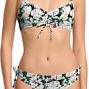 Beautikini Period Swimwear for Teens Two Piece Tie Leakproof Swimsuit Menstrual Drawstring Bikini Set Bathing Suits for Girls (Medium, Dark Green Leaf)