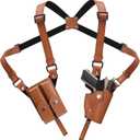 Shoulder Holster General Vertical Gun Holster Adjustable PU Leather for Concealed Carry with Double Magazine Pouch - Fit 1911, Glock 17/19/23 and Most Kinds of Pistols- for Right Hand use (Brown)