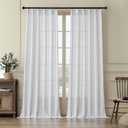 MASWOND White Pinch Pleated Curtains 90 Inches Long 2 Panels for Living Room Semi Sheer Linen Curtains Pinch Pleat Drapes for Traverse Rod Light Filtering Curtains for Dining Bedroom W38xL90 Length