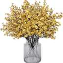 Babys Breath Artificial Flowers, 16 Bundles Gold Real Touch Fake Flowers Silk Flowers for Vase Home Office Wedding Spring Indoor Outdoor Centerpiece Table Party Decorations