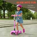 Pink Mini 3 Wheel Scooter for Kids Lean-to-Steer with LED Light-Up Wheels, Adjustable Handlebar, Wide Anti-Slip Deck, Smooth PU Wheels, Rear Foot Brake Toddler Scooter for Ages 2+