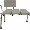 VMS Padded Transfer Bench - 300 lbs Capacity, Height Adjustable, Reversible Back, Tool-Free Assembly, Waterproof and Tear-Resistant Foam Cushion