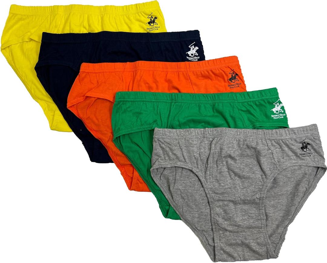 Beverly Hills Polo Club Men's 5 Pack Low Rise Brief (X-Large, Ylw/Nvy/Gn/Or/Hgy)
