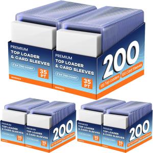 600 Card Sleeves Top Loaders for Cards, 3" x 4" Hard Plastic Toploaders, Baseball Card Protectors, Trading Card Holder for Football Sports Cards (300 Toploaders + 300 Penny Sleeves)