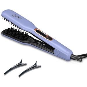 Hair Straightener- JINRI Hair Iron, Pumped-Up Volume, Adjustable Temp, 360  Tail Rotation, Lasting Volume, for Short Or Thin Hair, Dual Voltage (100-240V), Flat Iron, Purple (1.26 inch)