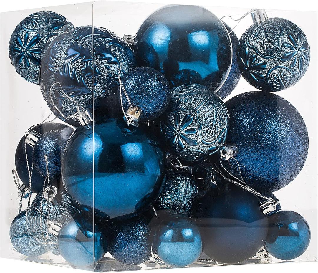 Senjie Night Blue Shatterproof Christmas Ornaments, 32pcs Set, Traditional Style, Plastic Material, Christmas & Wedding Occasion