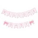 2pcs Welcome Baby Banner, Pre-Strung Pink Bow Welcome Baby Sign Hanging Banner Perfect Decorations and Photo Props for Girls Babies Shower Gender Reveal Party