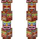 12 Pcs Luau Party Decorations Tiki Totem Pole Decor Column Card Stock 68.8 Inch Height Three Dimensional for Hawaiian Luau Birthday Party Home Outdoor Indoor Tropical Theme Decor (4 Sides)