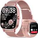 Smart Watch for Women, Answer/Make Call,1.85'' Ultra-Clear Screen Fitness Tracker with Heart Rate/Sleep/SpO2 Monitor,Smartwatch for iPhone/Samsung/Android,120+ Sport Modes,IP68 Waterproof with 2 Bands