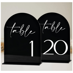 Arch Acrylic Table Numbers 120 for Wedding Reception  5x7 Inch Black Acrylic Arch Sign with Holder,Table Signs Display Stand for Wedding Receptions, Parties, Anniversaries, and Events