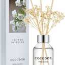 COCODOR Flower Reed Diffuser Set / 3.4oz / White Jasmine/Scent Diffuser with Sticks Home Fragrance Reed Diffuser for Bathroom Shelf Decor