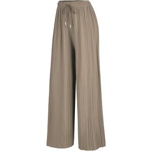 Made By Johnny Women's Pleated Wide Leg Palazzo Pants with Drawstring (X-Large, Wb1484_khaki)