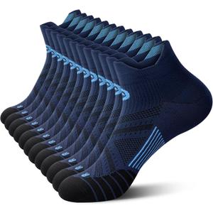 PAPLUS Compression Socks for Men & Women, 6 Pairs Ankle Running Socks with Arch Support, Ankle Support, Plantar Fasciitis, New Navy (Small-Medium)