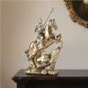 Knight Statue - Templar Medieval Knight Figure with Spear on Charging Horse, Vintage Armor Viking Warrior Decor, 11.4"