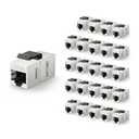 VCE Cat6A Shielded Keystone Coupler, 25 Pack STP Ethernet Coupler, POE Ready, High-Speed 10G, 500 MHz, Female to Female, for Patch Panel and Wall Plate