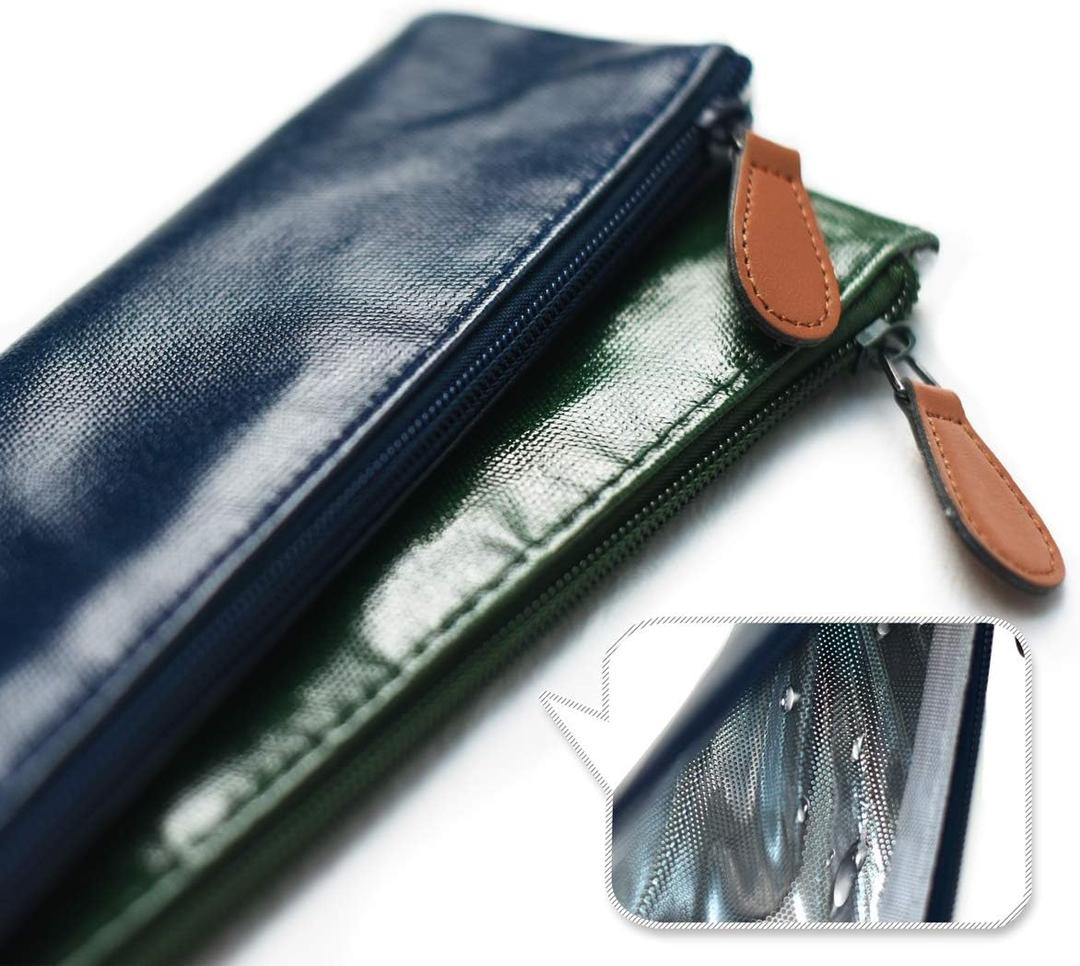 Sunlit 100% Waterproof Wipe Clean Hygienic Carrying Case/Pouch for Reusable Straws - 2 set - For 10.5 inches Straws Silicone or Stainless Steel - Brush/Chopsticks Zipper Bag for Travel (Blue&green)