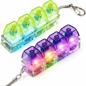 Keyboard Fidget Toy, Keyboard Clicker with LED Light, Keyboard Fidget Keychain, Keyboard Button Finger Clicker for Anxiety Relief (Style-1)