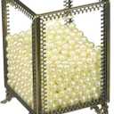 PuTwo Makeup Organizer Vintage Make up Brush Holder with Free White Pearls - Small (Clear)