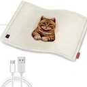 USB Heating Pad, 5V Heated Travel Pads for Airplane, Camping, 3 Heat Settings & Auto Shut Off, Hot Therapy for Pain Relief Abdomen Cramps (16"x 12") (Non-Chargeable) Cat
