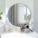 30 inch Round Black Mirror, Brushed Black Metal Framed Circle Wall Mirror for Bathroom Vanity, Bedroom Decor, Living Room, Entryway