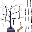 Black Tabletop Halloween Tree with Horror Movie Hanging Ornament 11 Pcs Mini Wooden Knife Decorations,Nightmare Before Christmas Decorations for Spooky Indoor Decor or Shelf Decor