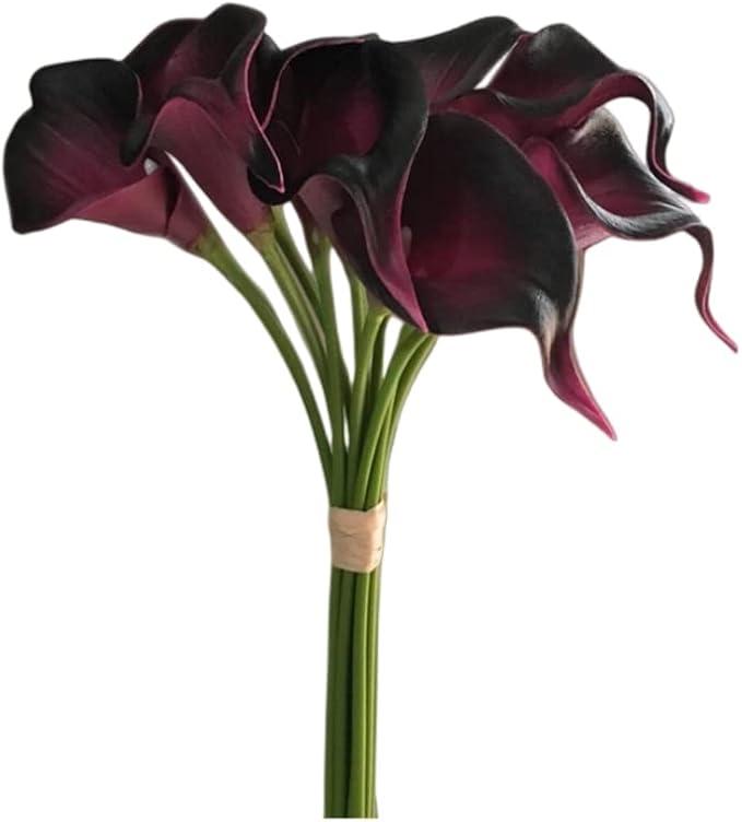 12pcs Artificial Calla Lily Flowers,13" Single Heads PU Flower Small Flower Bouquet Accessorie,Calla Lily Bridal Wedding Bouquet for Greenery Plants Indoor Outside Garland Home Office Decor (Purple)