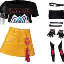 Cosfun Cosplay Costume Womens Idol Uniform Set Stage Performance (Large, Yellow)