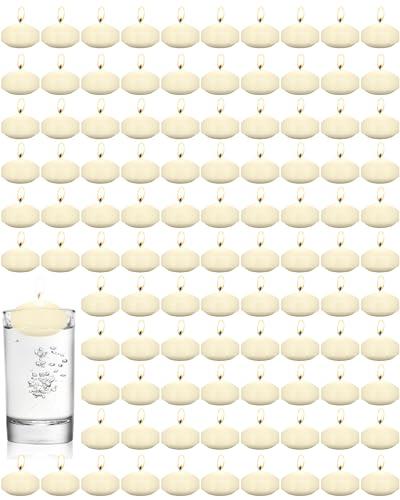 Treela 80 Pcs 3 Inch Unscented Floating Candles, Dripless Tealight Candles Home Decorations, Cute and Elegant Burning Candles for Wedding Vases Centerpieces Party Accessories (Ivory)