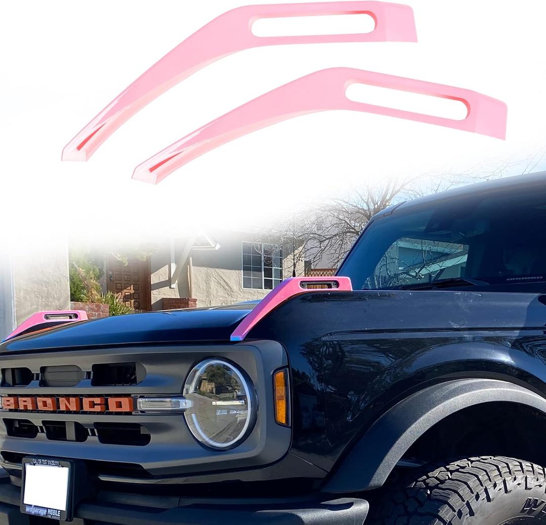 Trail Sight Cover Engine Hood Hinge Cover Hood Side Release Handles Decoration Exterior Accessories for Ford Bronco Accessories 2021 2022 2023 2024 2025 2026, 2 Pack (Pink)
