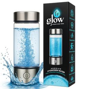 H2 Glow 2026 Newly Updated Hydrogen Water Bottle Generator 4000 PPB – 420ml Portable Hydrogen Water Ionizer with SPE/PEM Technology – Hydrogen Water Machine – High Hydrogen Concentration (Lid Doesn't Close)