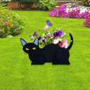 Black Cat Planter, Cute Animal Shaped Plant Pot, Cat Flower Pot, Gifts for Women & Pet Lovers, Indoor Outdoor Garden Home Office Decor, 12.5 x 5.6 x 7.8 Inches
