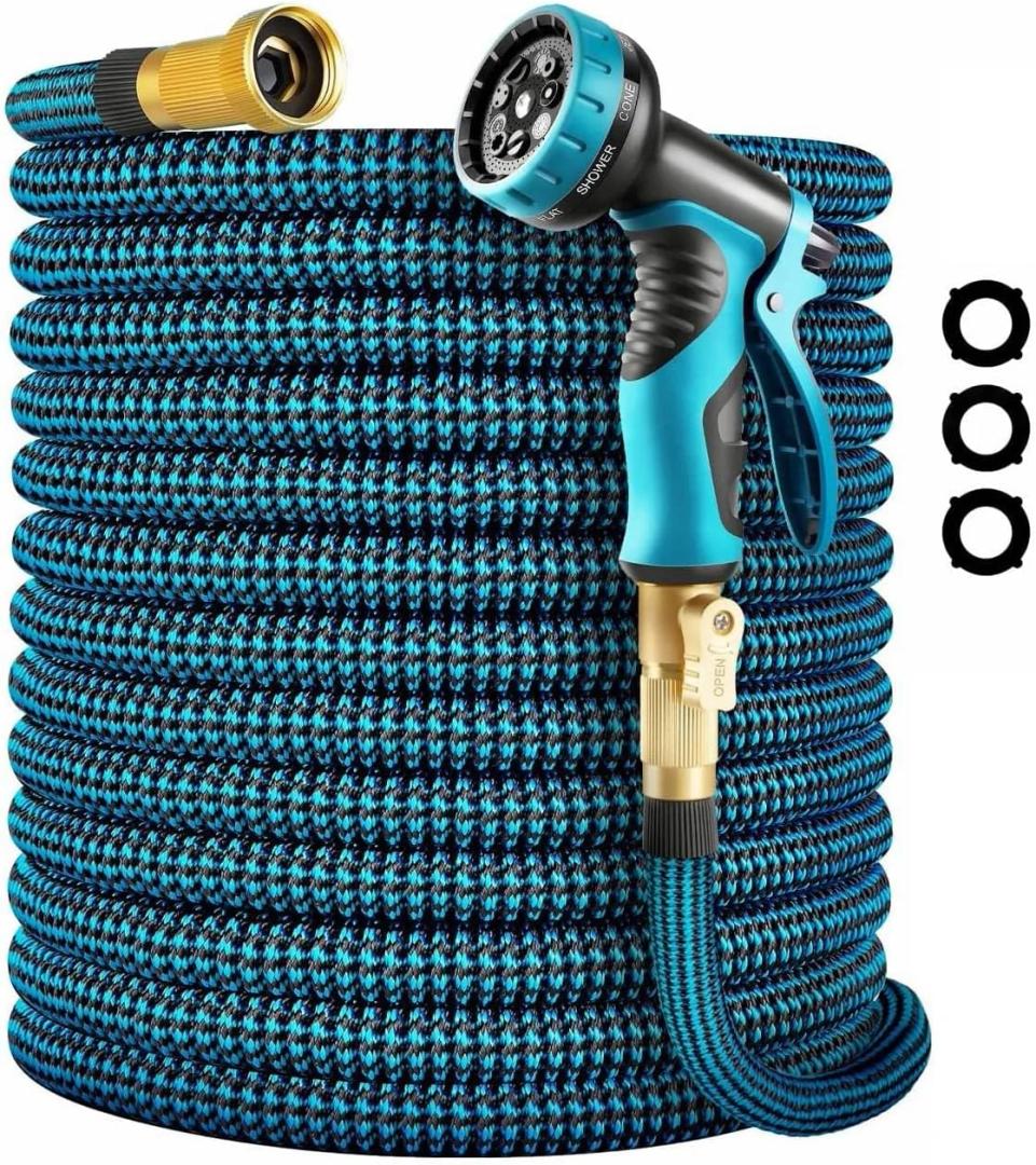 Expandable Garden Hose 150 ft, 2025 New Ultra Lightweight & Flexible Water Hose 150ft, 10 Pattern Spray Nozzle, Leak-Proof Solid Brass Fittings, High-Density Outer Fabric, Durable Inner Core, No Kink