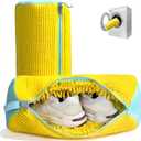 2 Pack Shoe Washing Machine Bag with 10,000+ Chenille Bristles | Reusable Sneaker Laundry Bag for Deep Cleaning | Noiseless Mesh Wash Bag for Washer & Dryer | Fits Men & Women Running Shoes (Yellow)
